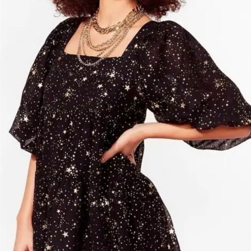 Nasty Gal Black and Gold Stars dress size 12